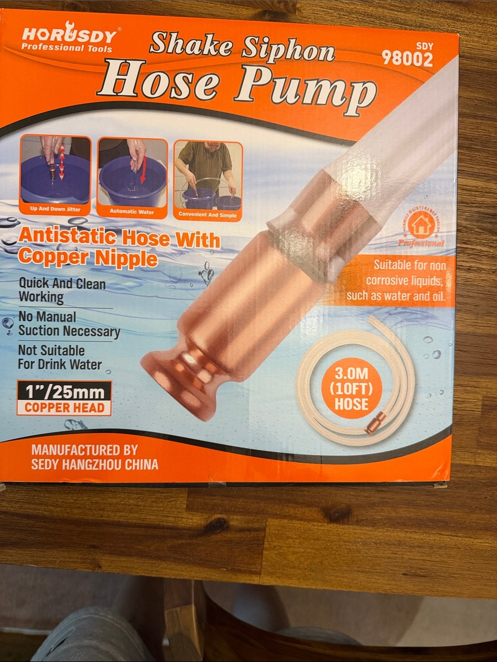 Horusdy Shake Siphon Hose Pump - Copper Head - Orange siphon hose